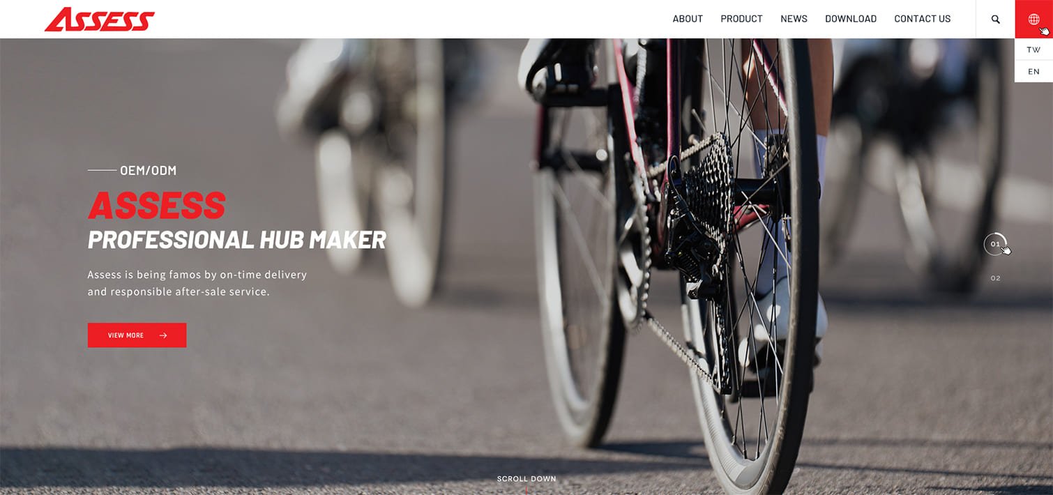 ASSESS雅瑟斯-自行車零件代工｜SEO、RWD 網頁/網站設計範例